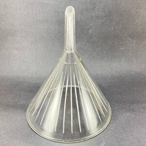 Vtg Mold Blown Clear Ribbed Glass Lab Filter Fluted Funnel 32oz Pharmacy Science